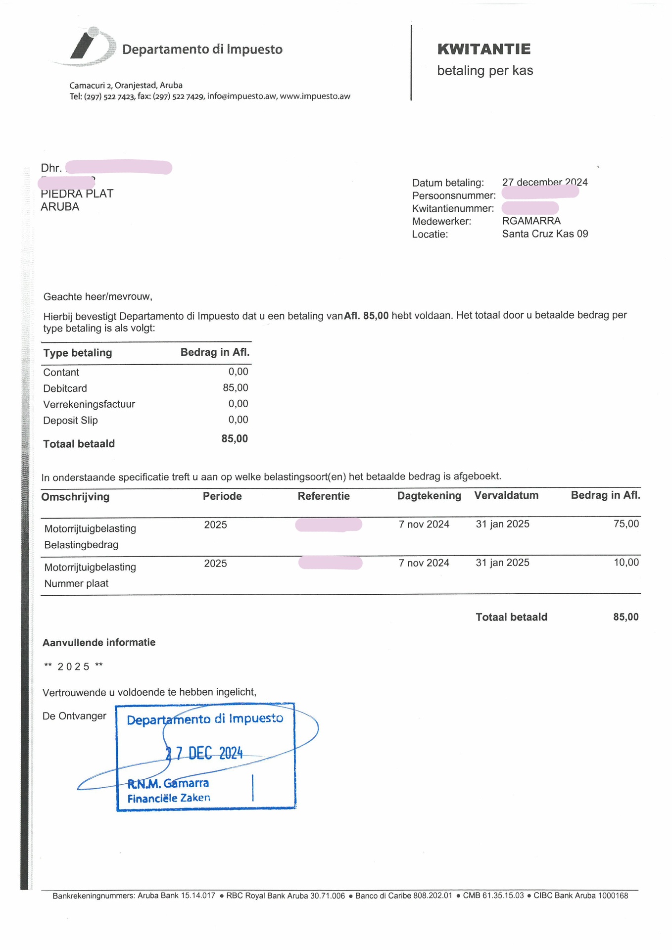 Road Tax (motorrijtuigbelasting)